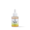 Frasco de CBD para dormir con etiqueta amarilla 'Sleep Drops Oil' con de espectro completo,con fondo amarillo.