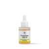 Frasco de CBD con etiqueta amarilla 'Focus Drops Oil' sobre un fondo amarillo.